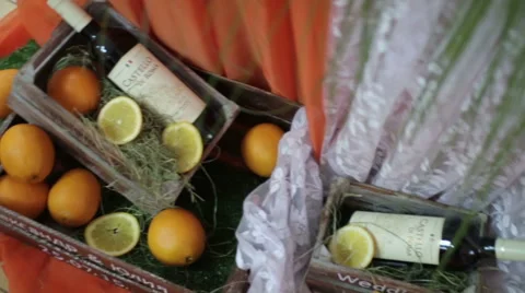 Wedding decoration table with wine Stock Footage 55553563