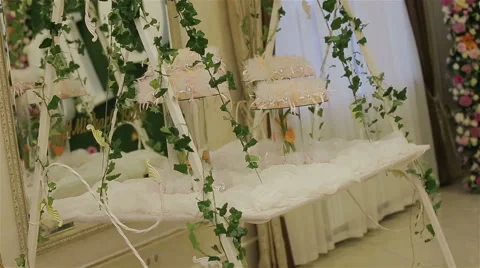 Wedding decorations and flowers with a swing Stock-Footage 61491660