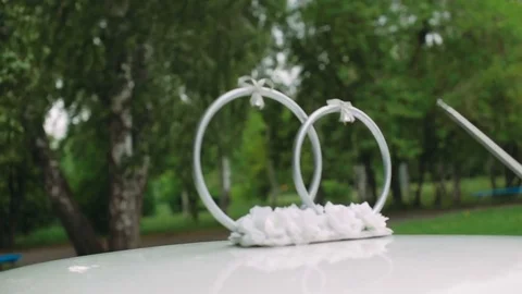 Wedding decorations and scenery in view golden rings Stock Footage 83618911