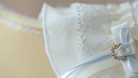 Wedding decorations for the bride Bijouterie, ribbons, satin decorations and Video stock 95039920