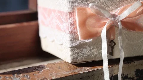 Wedding decorations for the bride Bijouterie, ribbons, satin decorations and Stock Footage 95044481