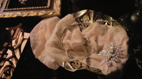 Wedding Decorations Bride on the Table Stock Footage 62771249