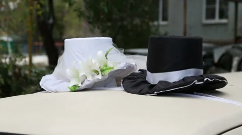 Wedding decorations on the car Stock Footage 57107889