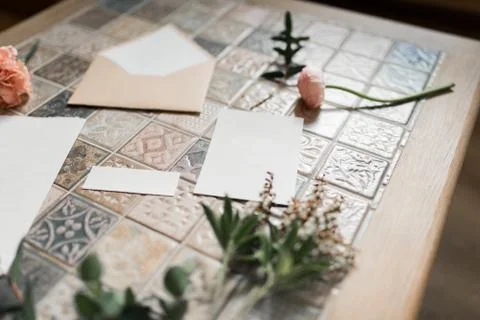 Wedding decorations, Empty blank, calligraphy vintage Stock Photos