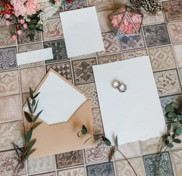 Wedding decorations, Empty blank, calligraphy vintage Stock Photos