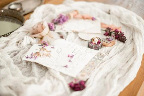 Wedding decorations, Empty blank, calligraphy vintage Stock Photos