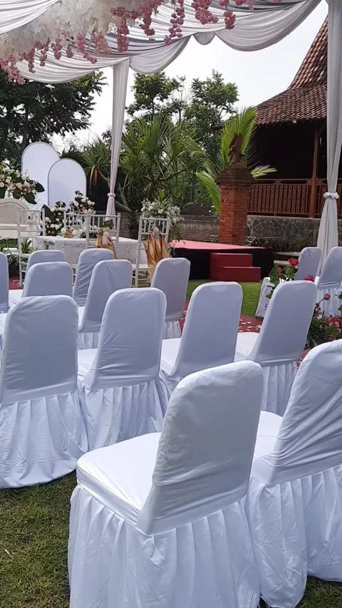 Wedding Decorations in the garden Stock Footage 297546598