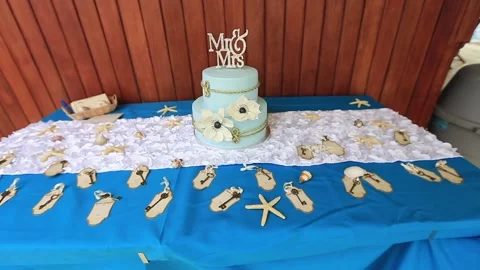 Wedding decorations in a nautical style Stock Footage 130811364