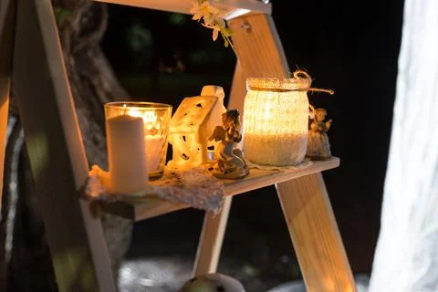 Wedding decorations at night Stock Photos