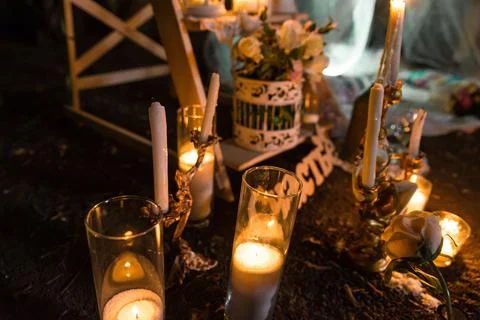 Wedding decorations at night Stock Photos