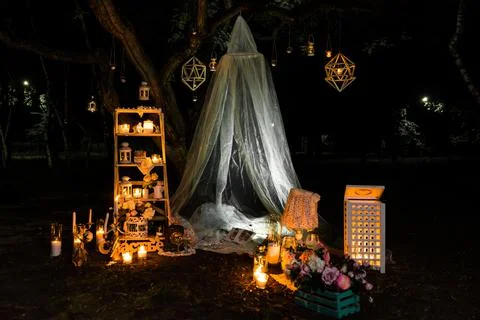Wedding decorations at night Stock Photos