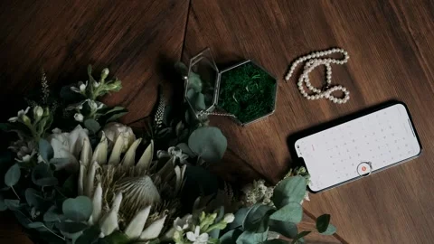 Wedding decorations with rings Stock Footage 309496464