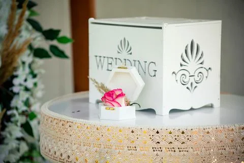 Wedding decorations on the table Stock Photos