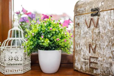 Wedding decorations for table in rustic style Stock Photos