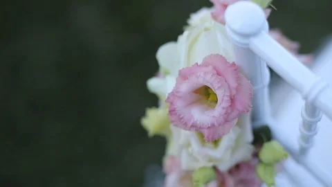Wedding decorations from white and red flowers ceremony floristics Stock-Footage 93722865