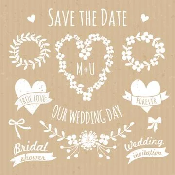 Wedding design elements collection Stock Illustration