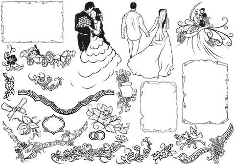 Wedding Design Elements Set Stock Illustration