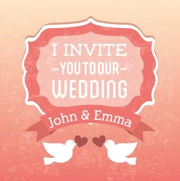 Wedding design over pink  background vector illustration Ilustração Stock