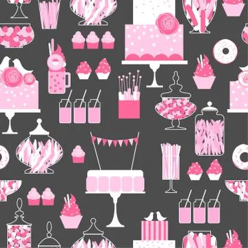 Wedding dessert bar with cake.  Vector pattern Stock Illustration