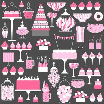 Wedding dessert bar with cake.  Vector illustration. Stock Illustration