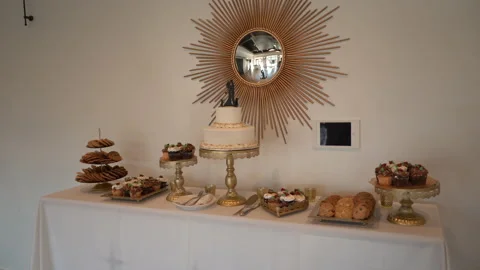 Wedding Dessert Table Stock Footage 223546149