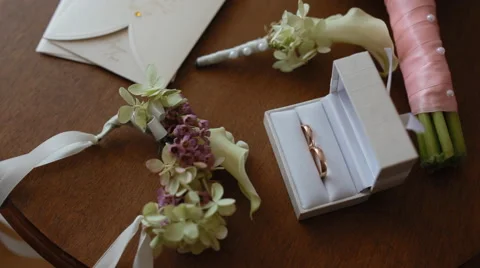 Wedding details on the small table Stock Footage 61653127