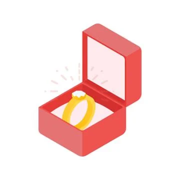 Wedding diamond ring in a box. Vector illustration Stock Illustration
