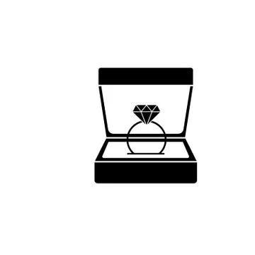 Wedding diamond ring in gift box solid icon Stock Illustration