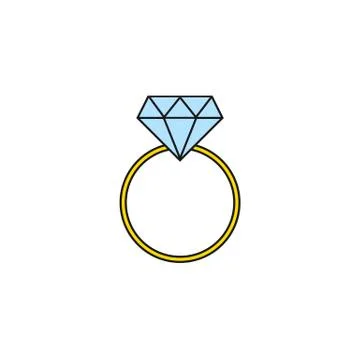 Wedding diamond ring solid icon, engagement ring Stock Illustration