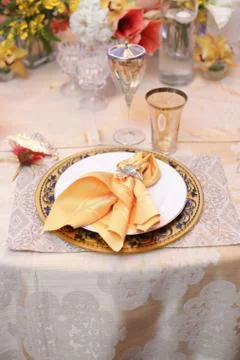 A wedding dining table setup Foto stock