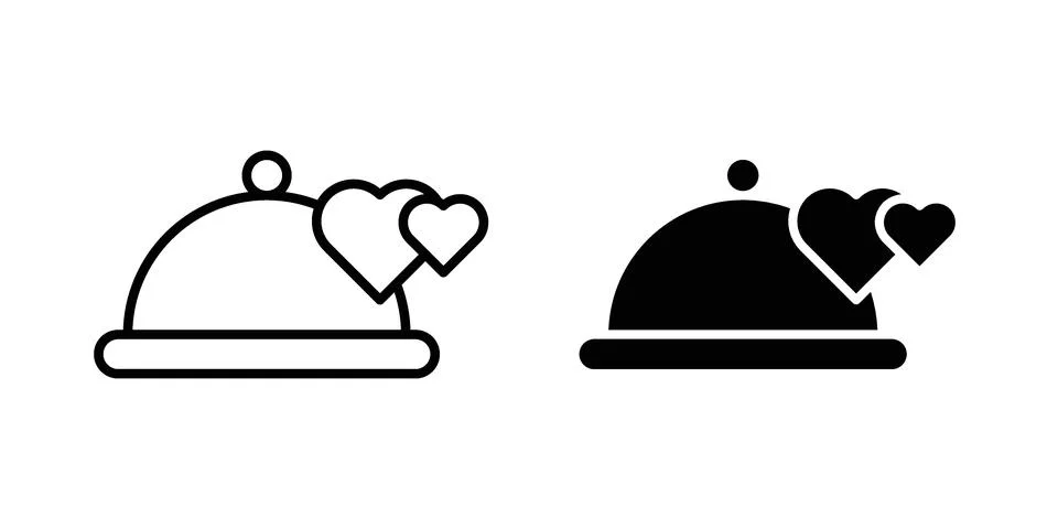 Wedding dinner icon linear versions pack on white background Stock Illustration