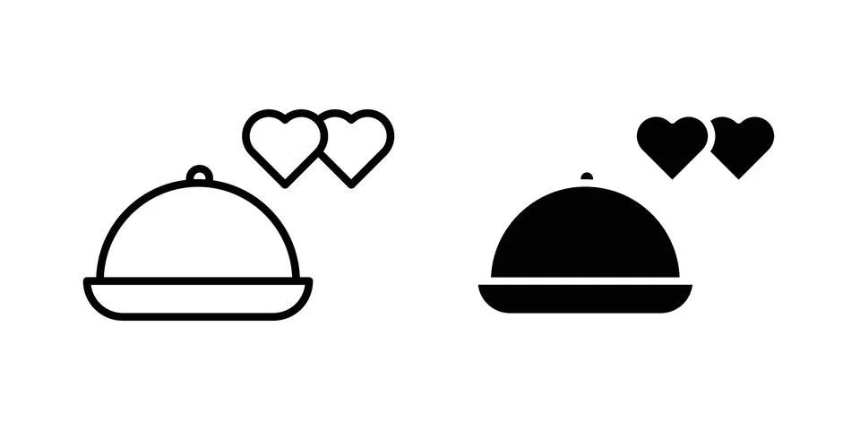 Wedding dinner icon set modern line and solid style collection. Stock Illustration