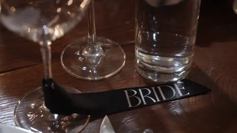 Wedding Dinner Setting, Charming Bridal Table Centerpiece With Candlelit Stock Footage 323776672