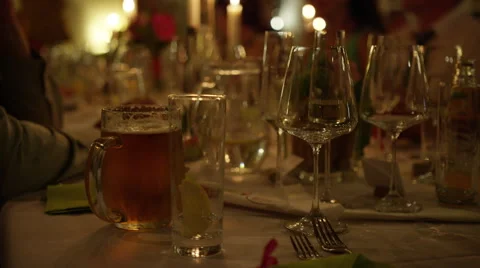 Wedding Dinner Table Candlelight - 4k Stock Footage 52528763