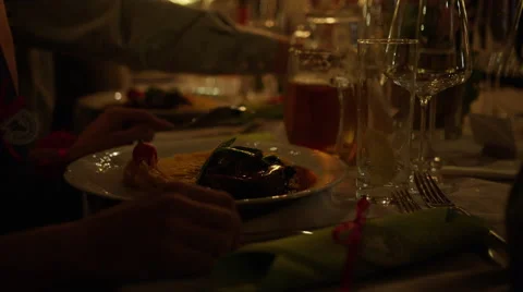 Wedding Dinner Table Candlelight Meal - 4k Video stock 52528821
