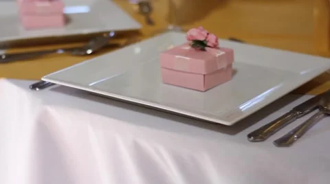 Wedding dinner table, pan across, focus pull Stock Footage 41446201