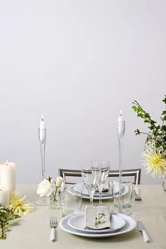 Wedding dinner table setting Stock Photos