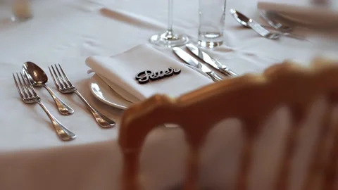 Wedding dinning table decoration cuterly Stock Footage 171165559