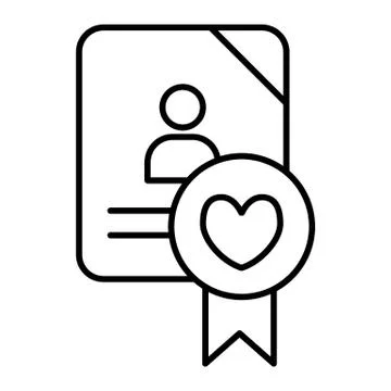 Wedding document thin line icon. Newlyweds form vector illustration isolated on Illustrazione stock