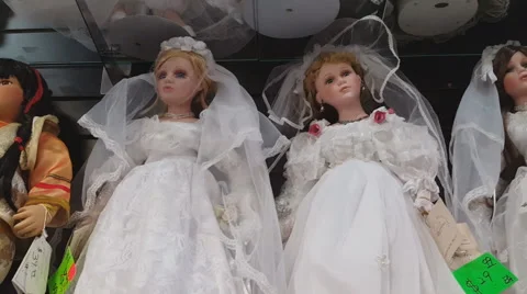 Wedding Dolls on Shelf In Store Stock-Footage 64956194