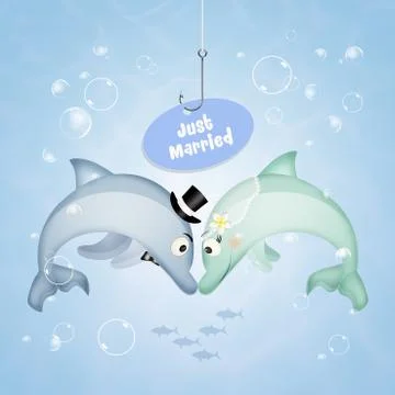 Wedding of dolphins Stock Illustration