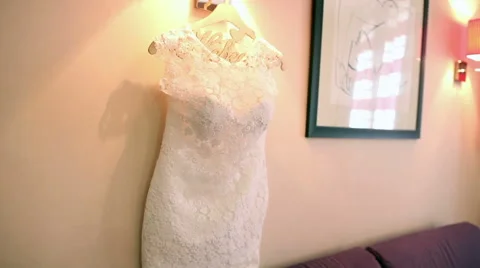 Wedding Dress On The Chandelier Video stock 59663274