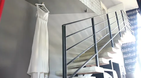 Wedding Dress On The Chandelier Stock Footage 59663285