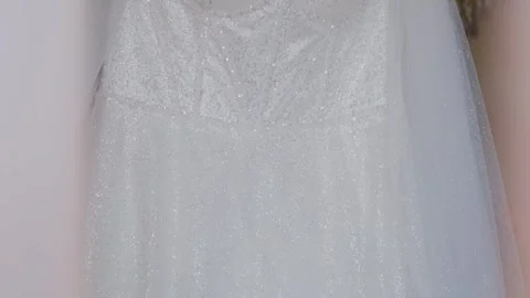 Wedding dress close-up, camera movement Stock Footage 306155073