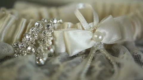 Wedding Dress Garter Macro Stock Footage 59663322