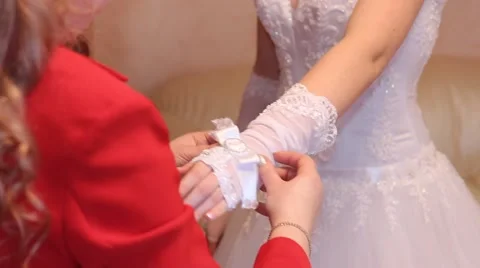 A wedding dress - gloves Stock-Footage 40486432