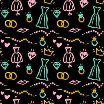 Wedding Dress Seamless Pattern Illustrazione stock
