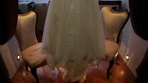 Wedding dress on window background Stock Footage 81320167
