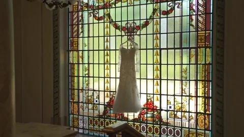 Wedding Dress in the Window Stock Footage 75165115