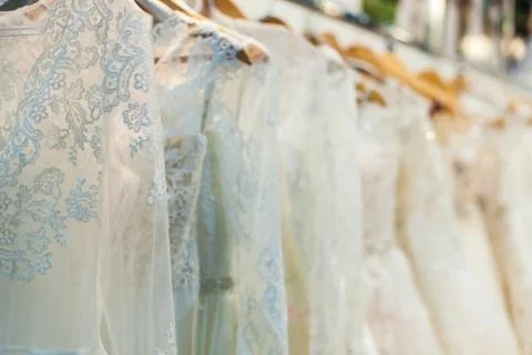 Wedding dresses in the store 스톡 사진
